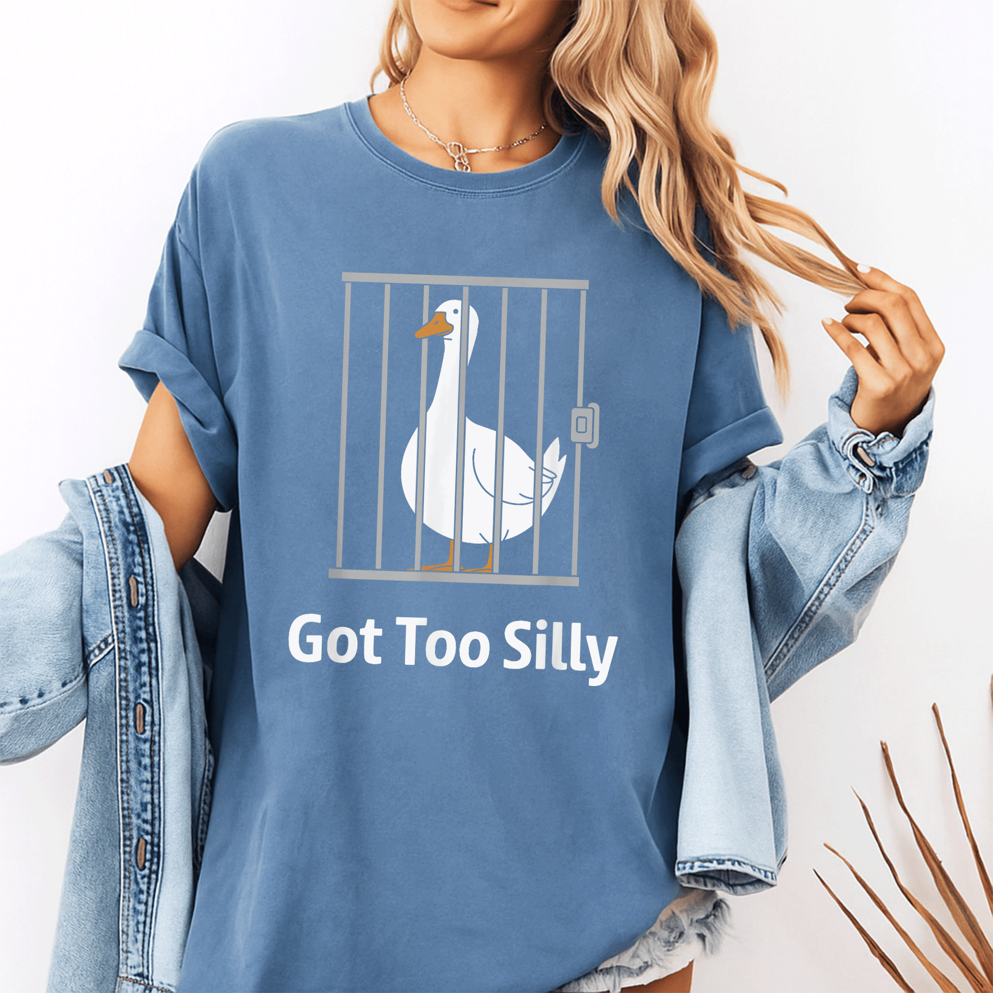 Funny Goose Pun Humor T-Shirt for Animal Lovers - Got Too Silly Graphic Tee with Quirky Goose Design for Casual Wear - 10
