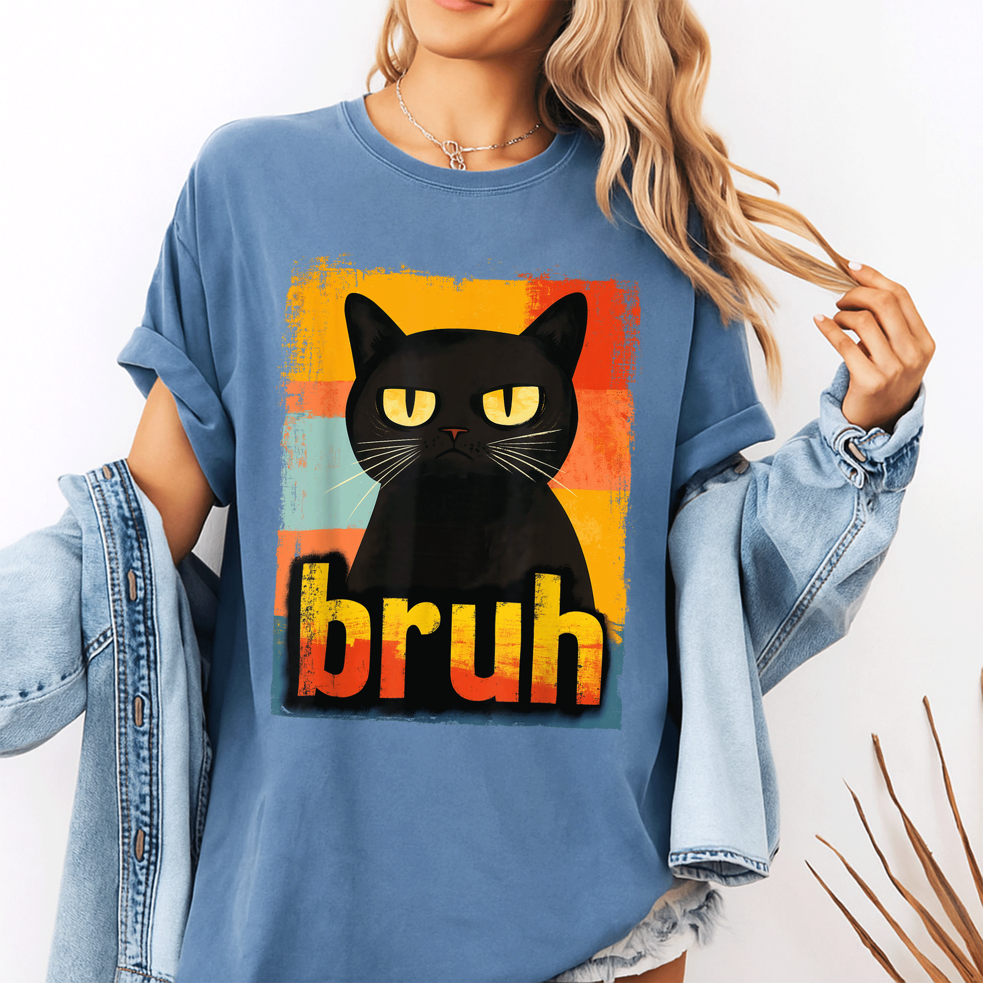 Funny Cat Bruh Meme Graphic T-Shirt for Teens Boys and Girls, Cool and Quirky Design for All Cat Lovers and Humor Fans - 10