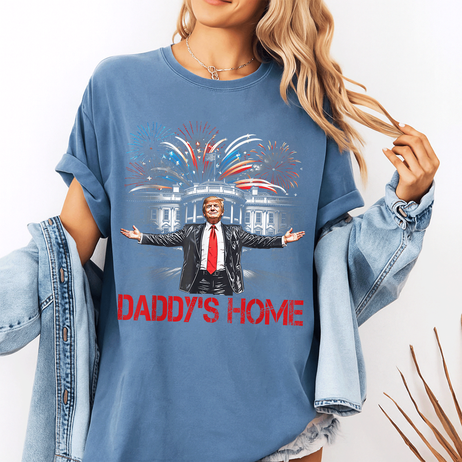 Daddy's Home White House 2025 President Trump T-Shirt for Supporters - Fun Design Showcasing Trump in a Bold Style - 10
