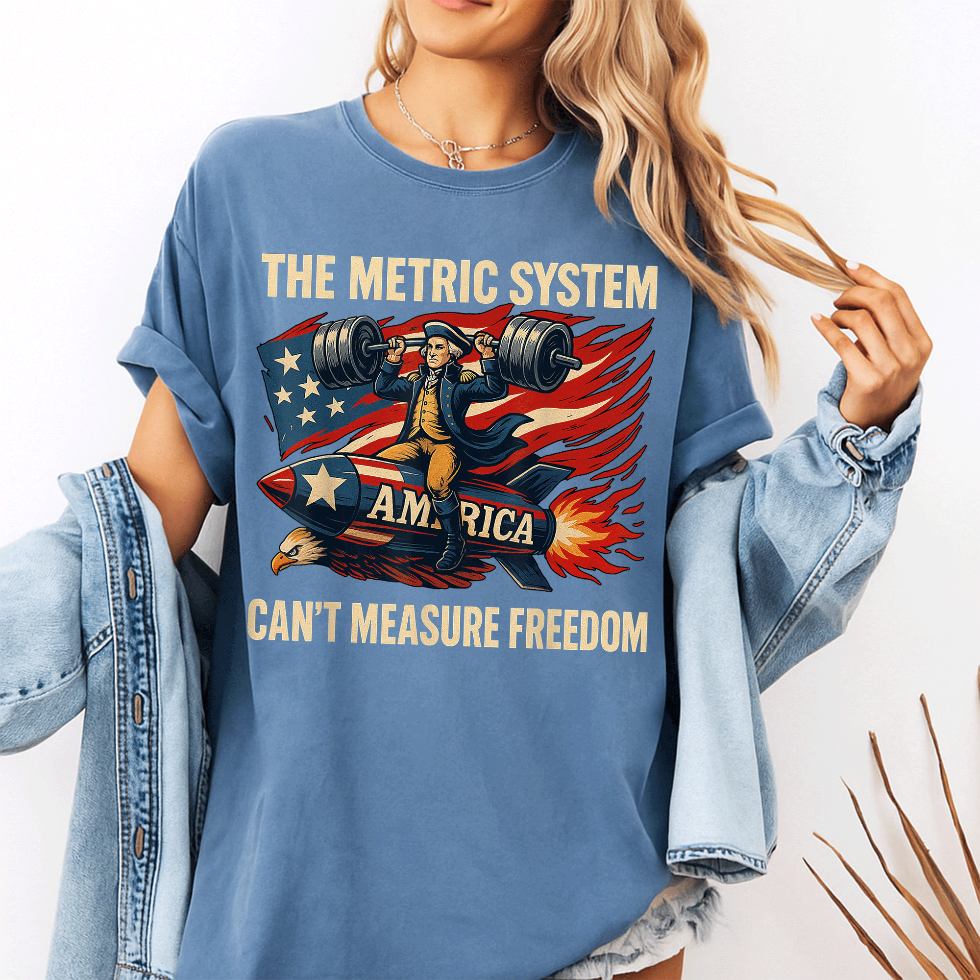 Funny 4th of July T-Shirt: The Metric System Can't Measure Freedom, Perfect for Celebrating Independence Day in Style! - 10