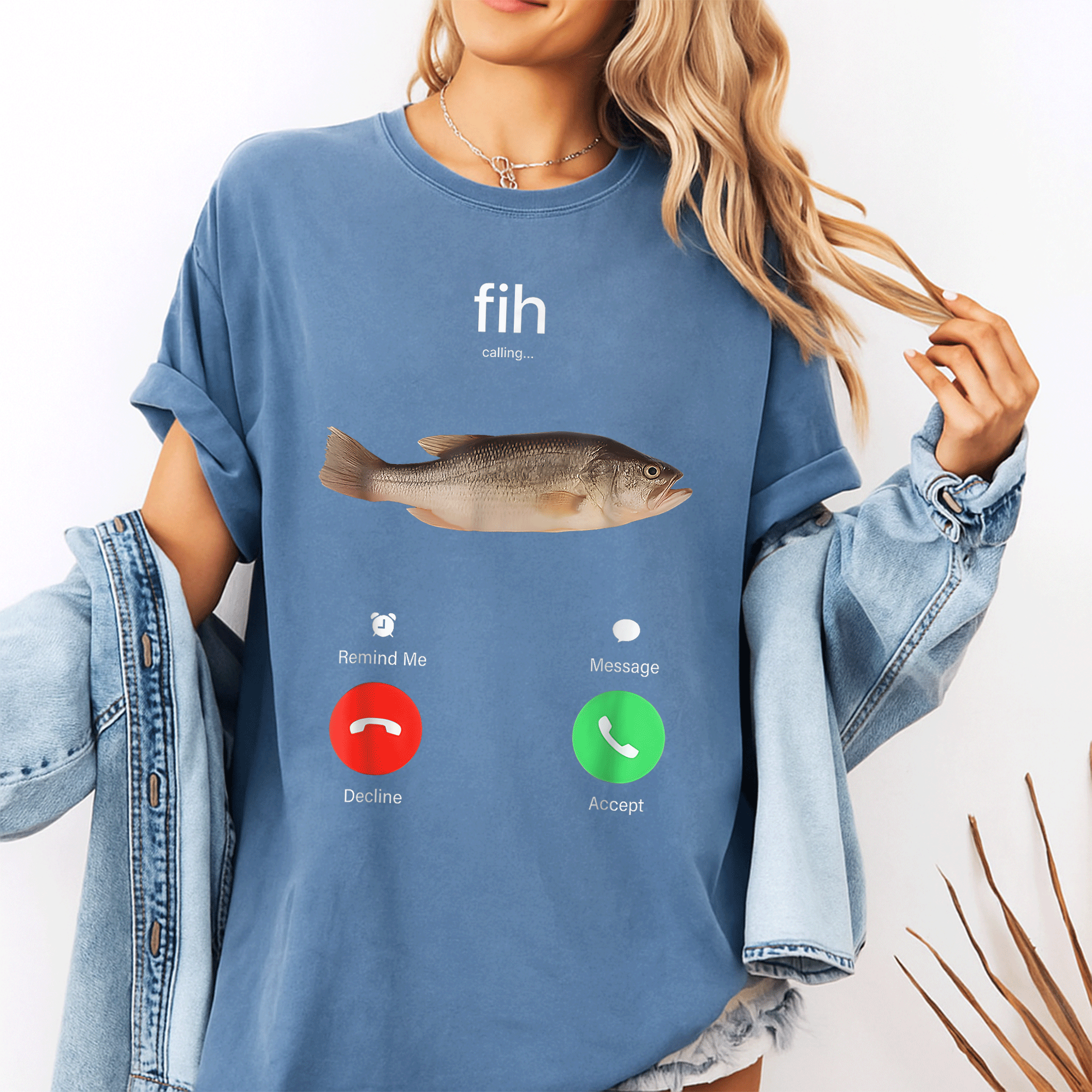 Funny Fish T-Shirt with Calling Reminder Design Perfect for Anglers who Love to Decline or Accept Phone Calls in Style - 10