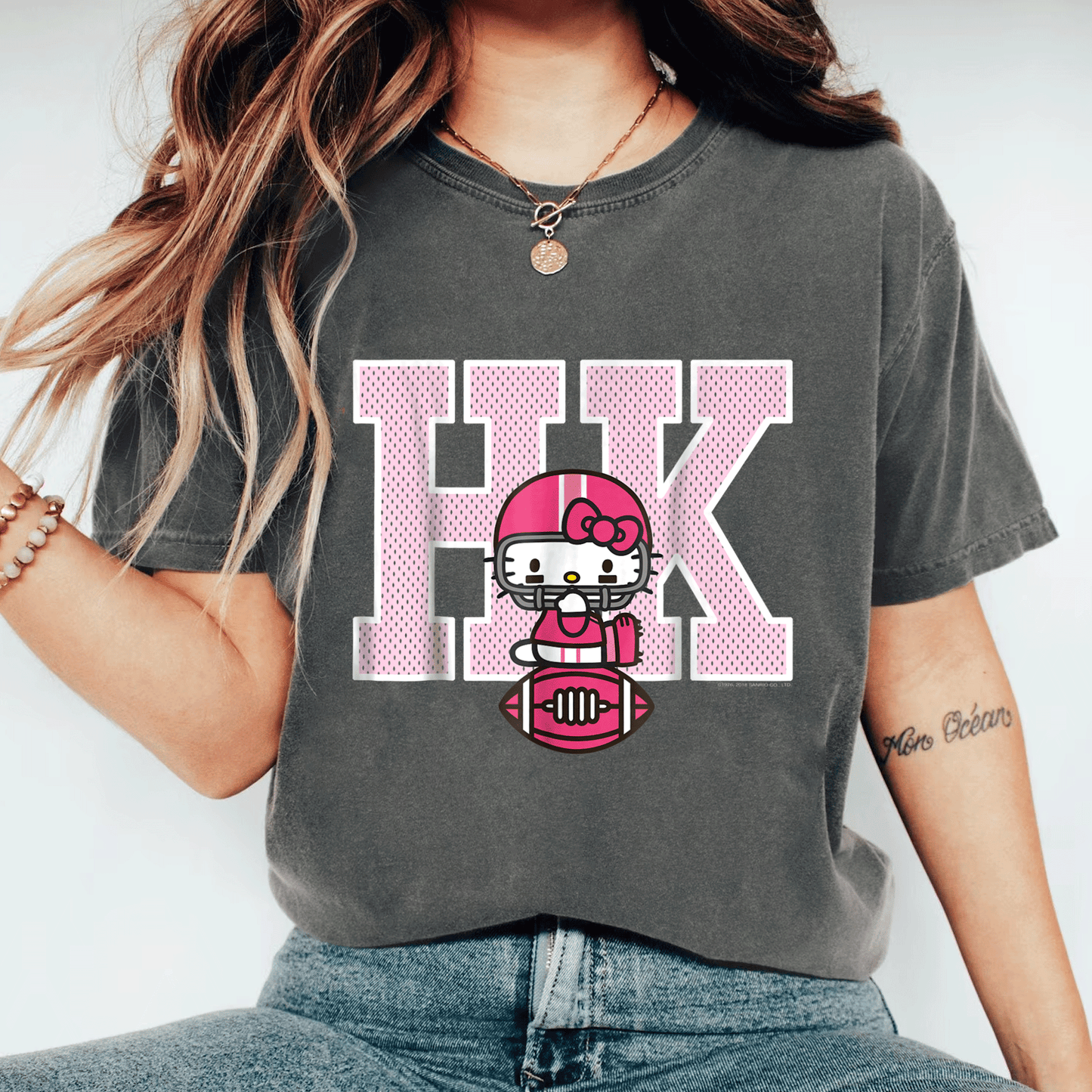 Cute Hello Kitty Football Spirit Tee Shirt for Kids, Fun Sports Design, Perfect Gift for Young Fans, Comfortable and Stylish - 11