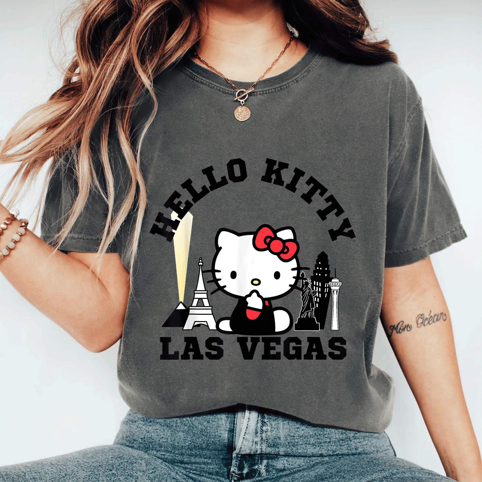Cute Hello Kitty Viva Las Vegas Tee Shirt - Adorable Kitty Graphic Tee for Fun Lovers, Perfect for Trips or Casual Wear - 11