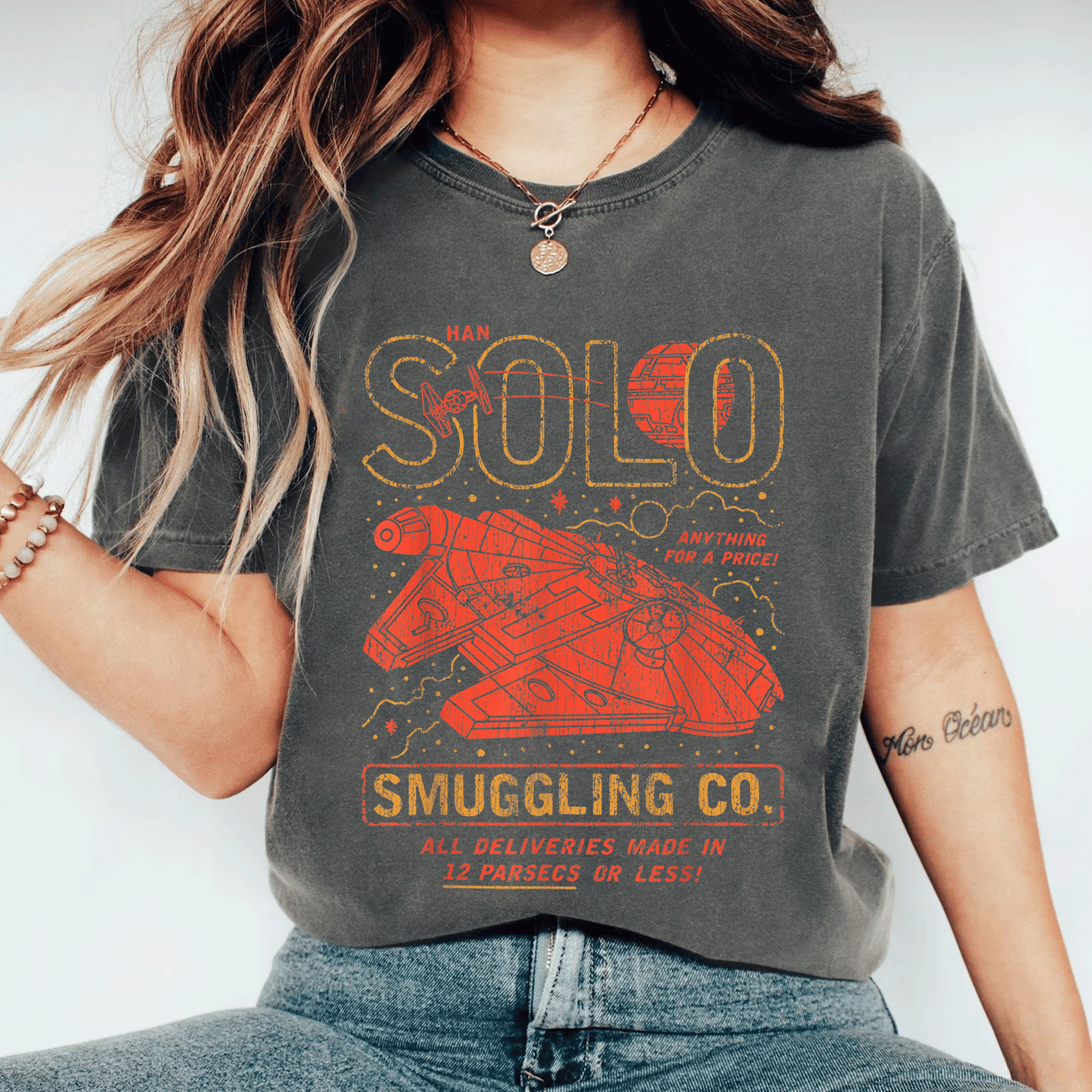 Star Wars Han Solo Smuggling Co T-Shirt Featuring Iconic Design for Fans of the Galaxy's Most Notorious Smuggler - 11