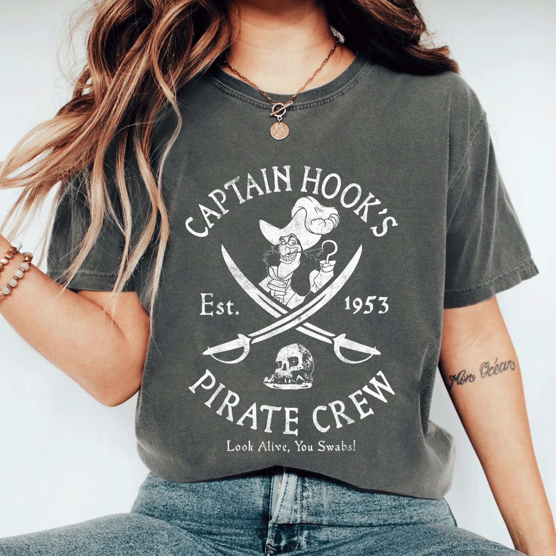 Disney Villains Captain Hook Pirate Crew Established 1953 Logo T-Shirt for Fans of Classic Animation and Adventure - 11