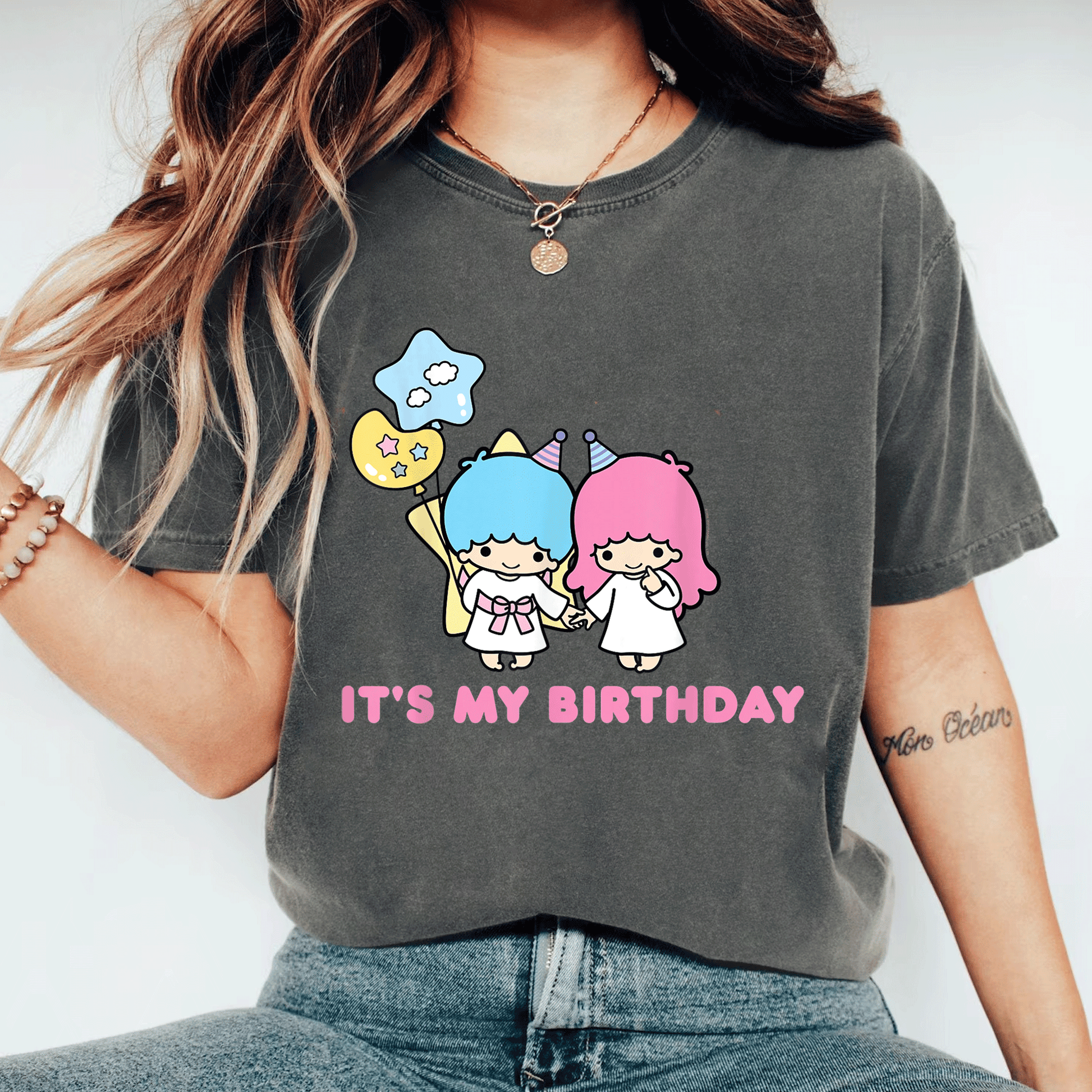 Little Twin Stars It's My Birthday T-Shirt Cute Kawaii Birthday Tee for Kids and Adults, Colorful and Fun Design - 11