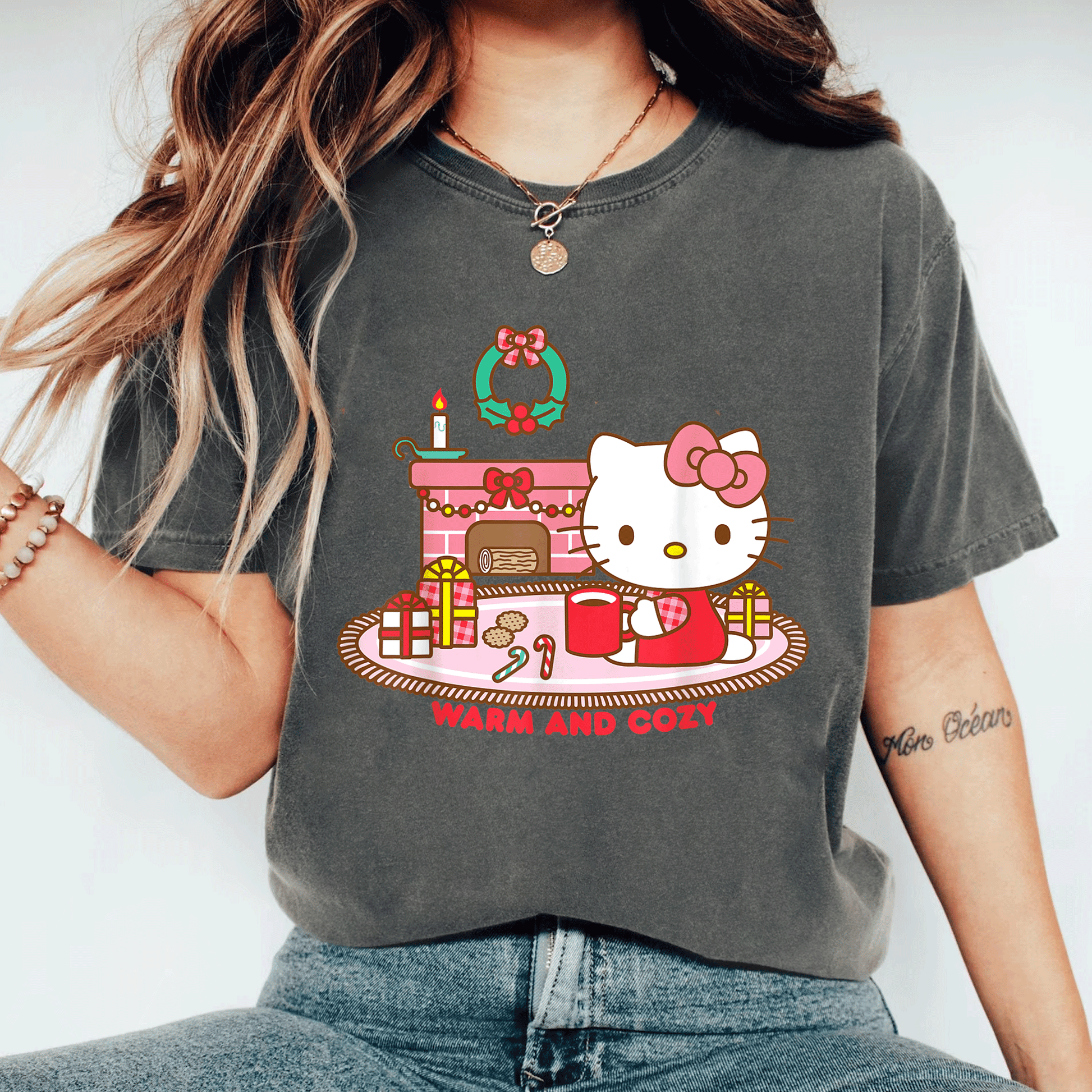 Cozy Up with Hello Kitty This Christmas - Cute and Comfortable Holiday T-Shirt for Festive Fun and Cheer - 11