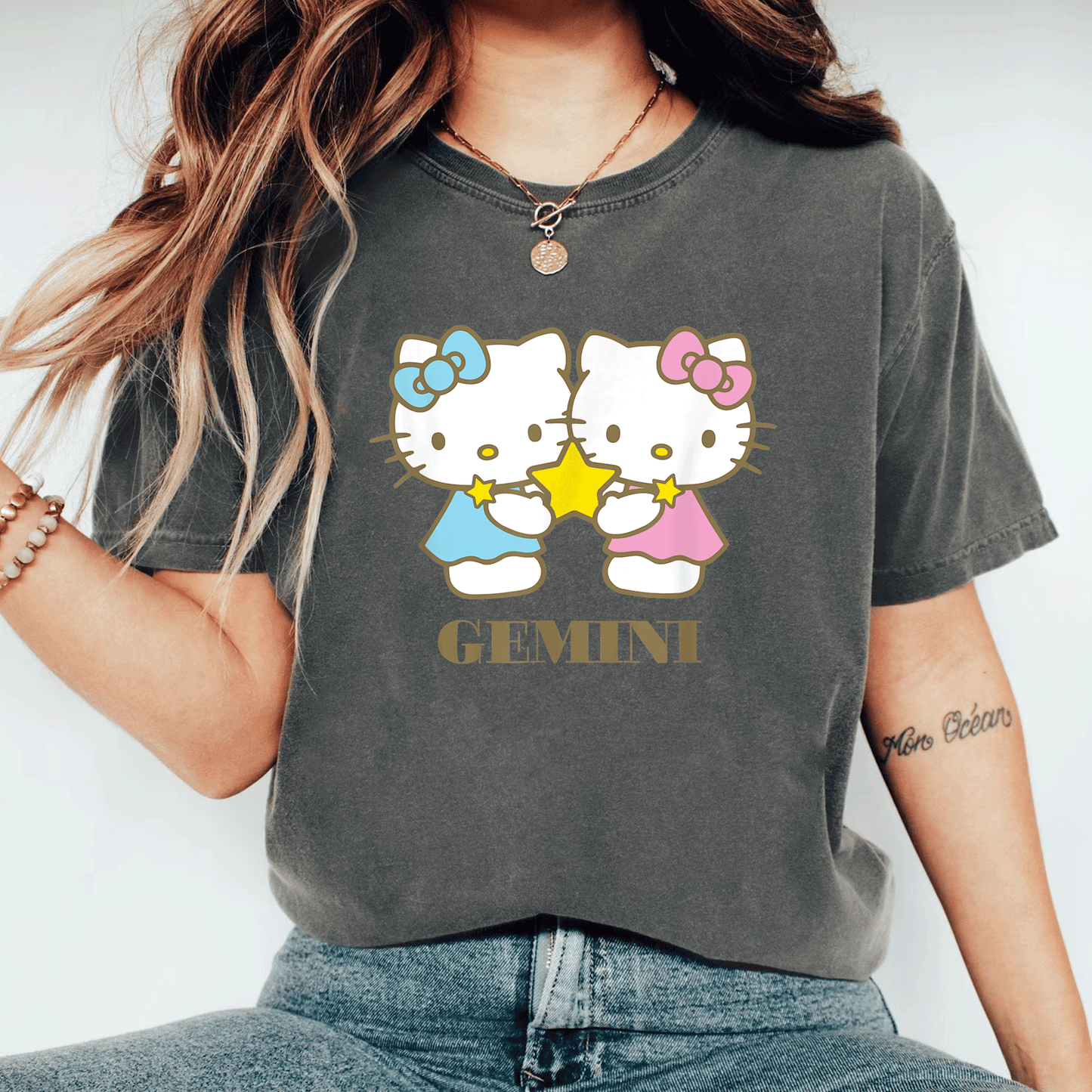 Cute Hello Kitty Gemini Zodiac T-Shirt for Women, Fun Astrological Graphics, Perfect Gift for Gemini Fans and Hello Kitty Lovers - 11