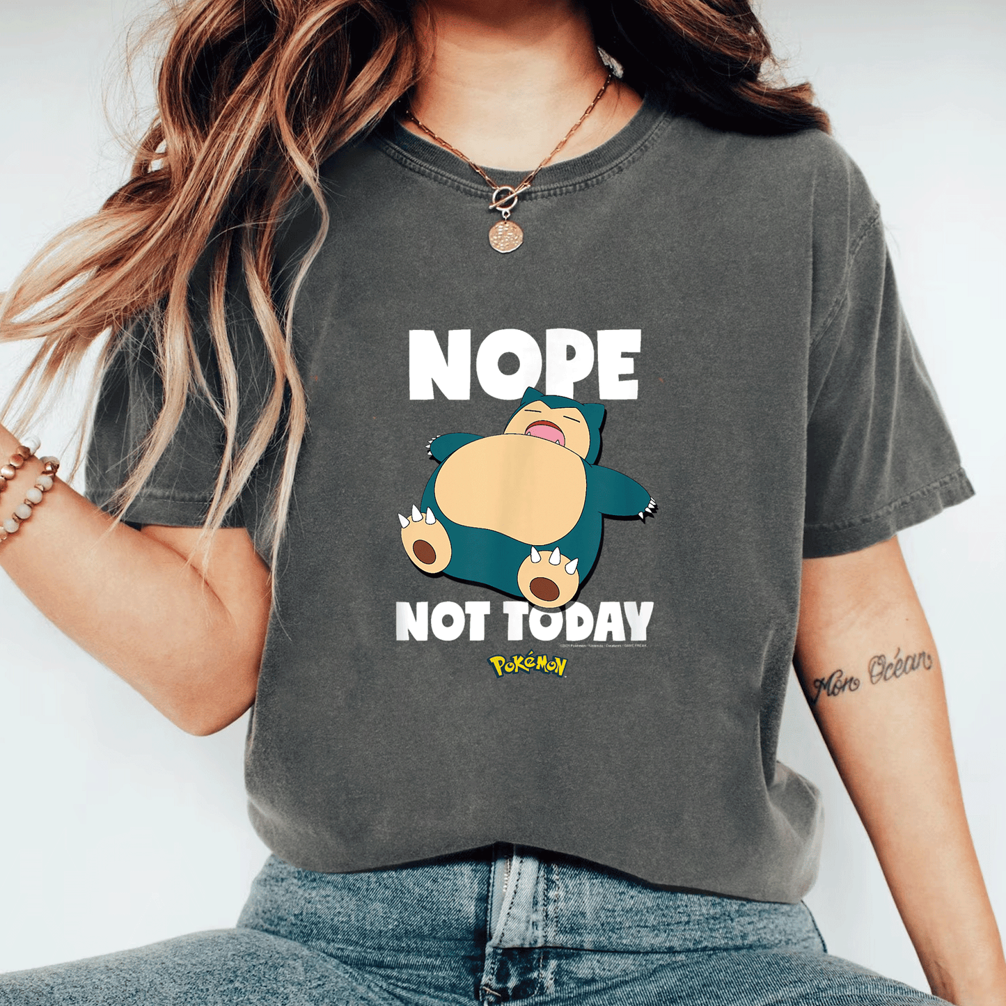 Cozy Pokémon Nope Not Today Snorlax T-Shirt: Fun Design Perfect for Fans Who Love to Chill and Relax in Style! - 11