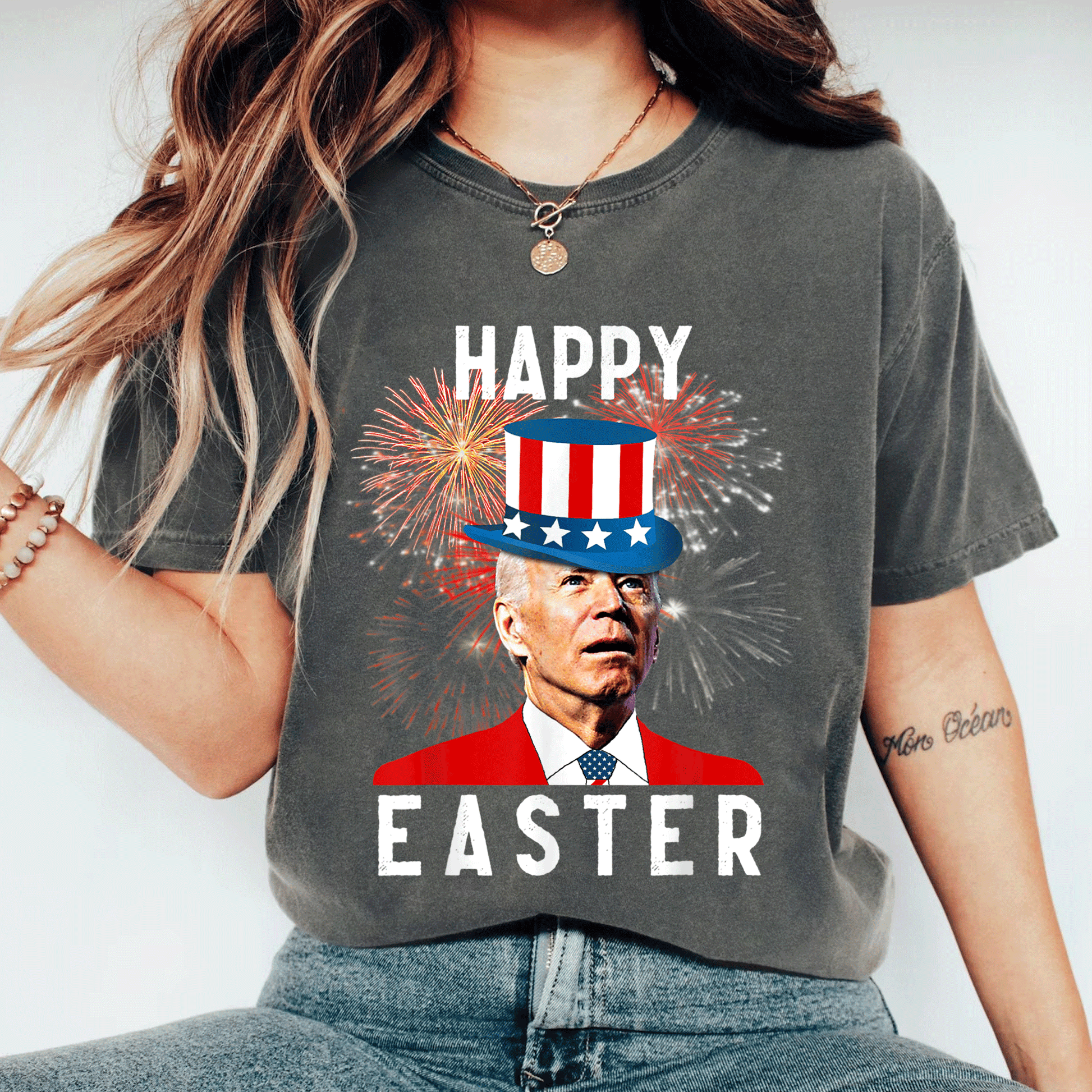 Joe Biden Happy Easter Funny T-Shirt Perfect for 4th of July Celebrations - Unique Design for Holiday Fun and Laughter - 11