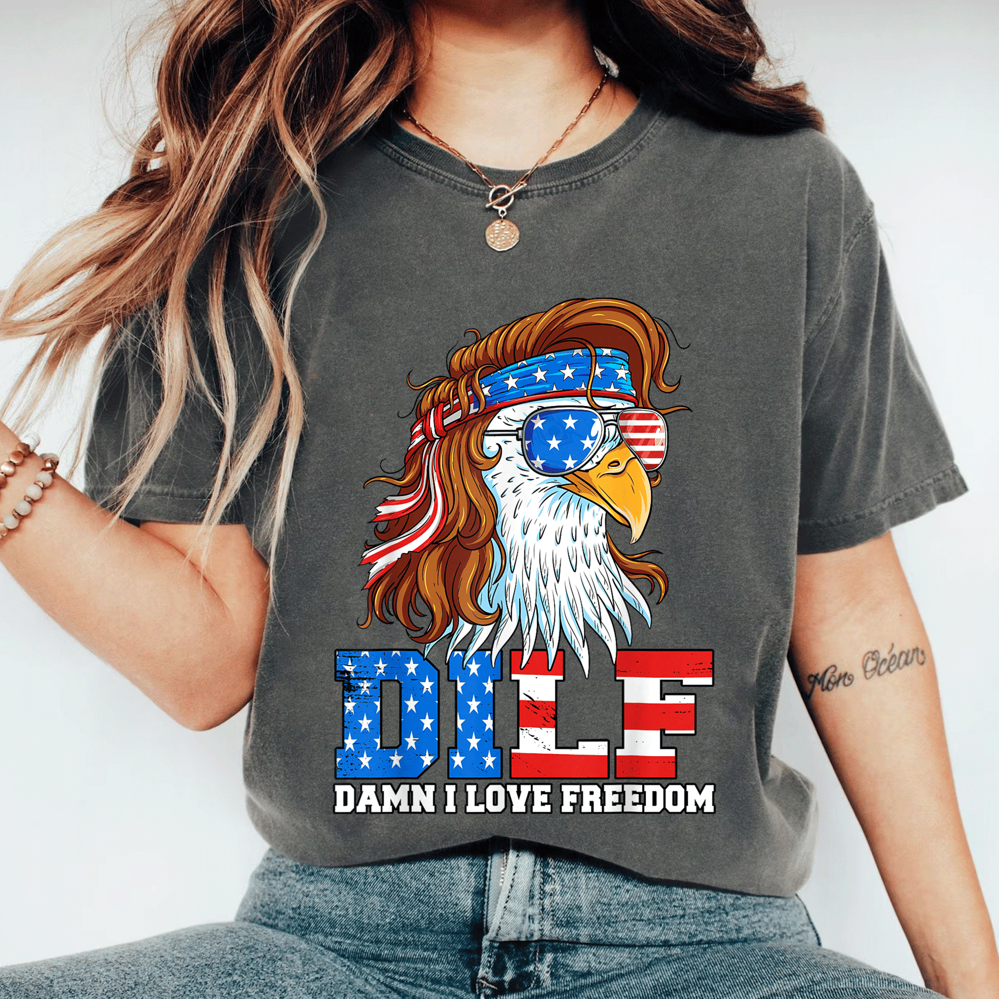 Funny DILF Damn I Love Freedom Eagle T-Shirt for Patriotic 4th of July Celebrations - Perfect Gift for Dad! - 11