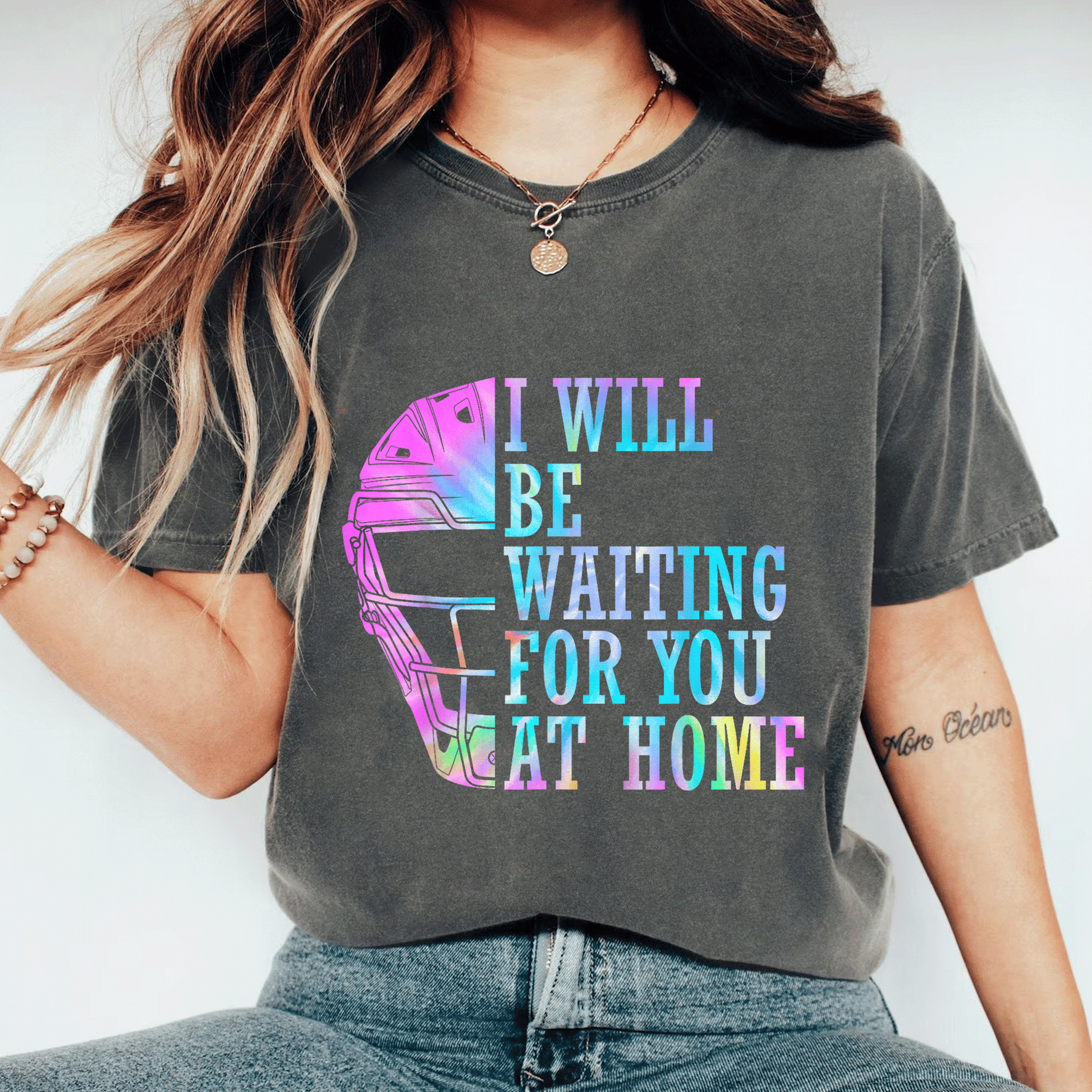 Cute I Will Be Waiting For You At Home Softball Catcher T-Shirt for Softball Lovers - Perfect Gift for Athletes and Fans - 11