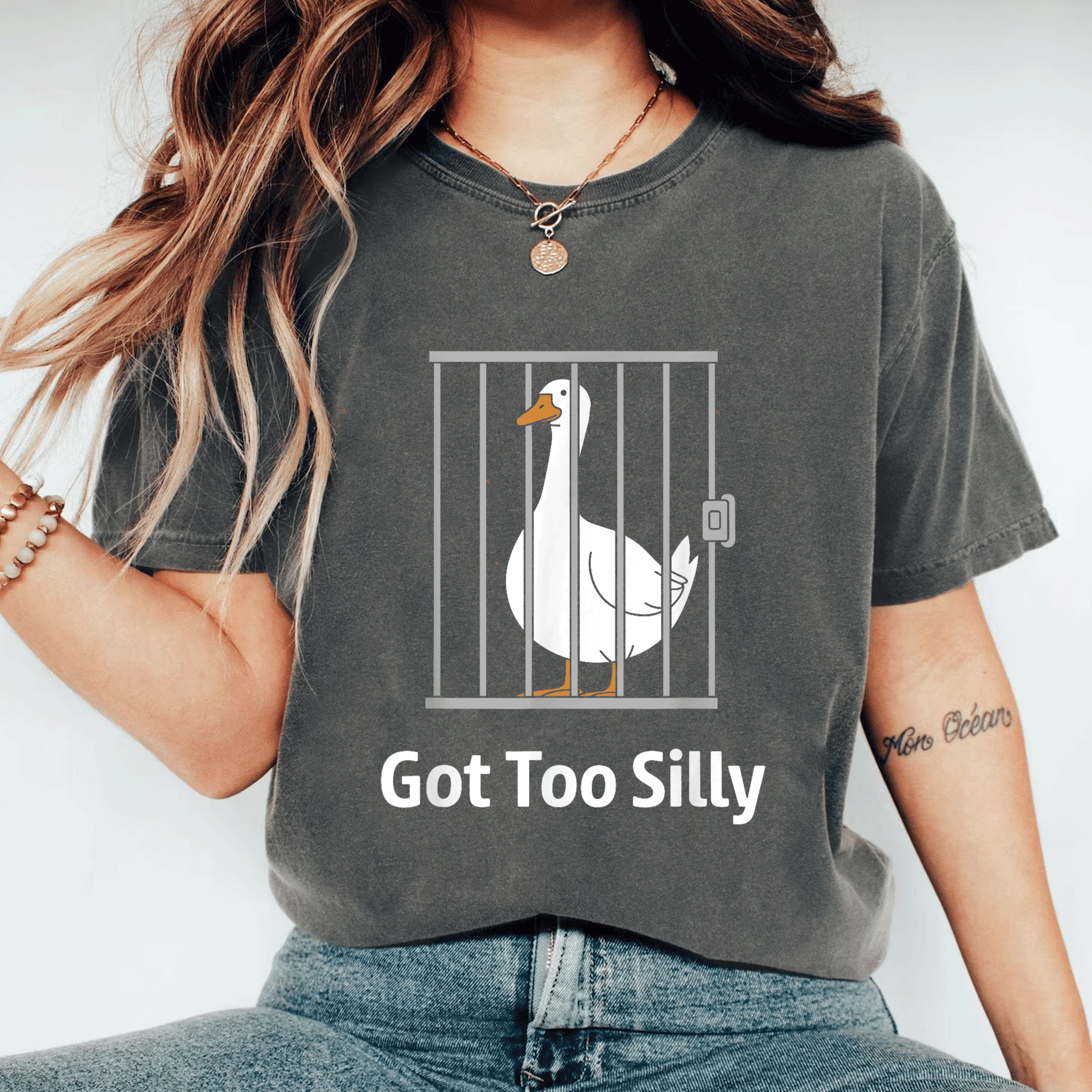 Funny Goose Pun Humor T-Shirt for Animal Lovers - Got Too Silly Graphic Tee with Quirky Goose Design for Casual Wear - 11