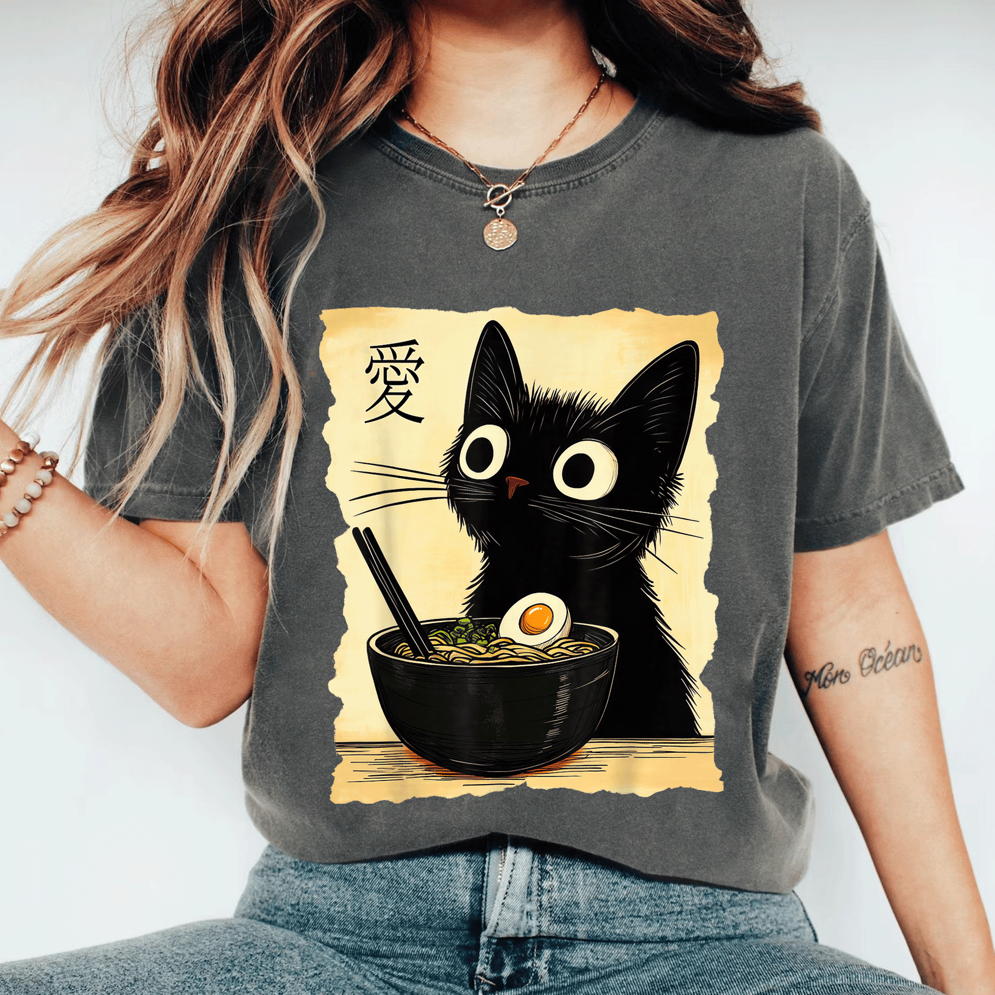 Funny Cat Ramen Graphic Tee - Cute Japanese Kawaii Anime Cat T-Shirt for Cat Lovers and Anime Fans, Perfect Gift! - 11