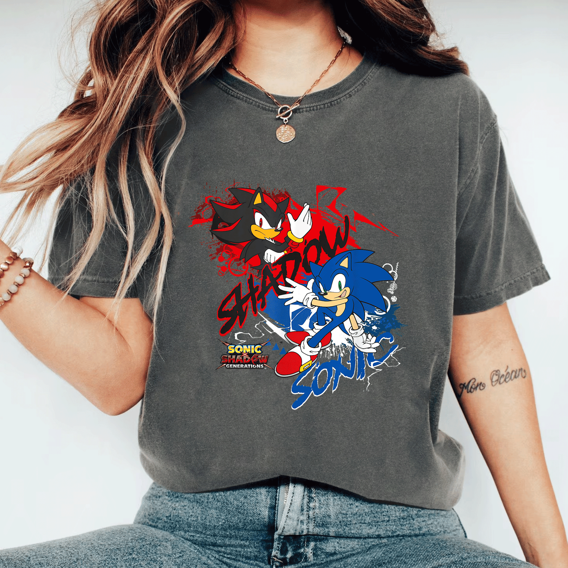 Sonic X Shadow Generations T-Shirt Featuring Iconic Duo Shadow and Sonic in Dynamic Design for Fans of All Ages - 11