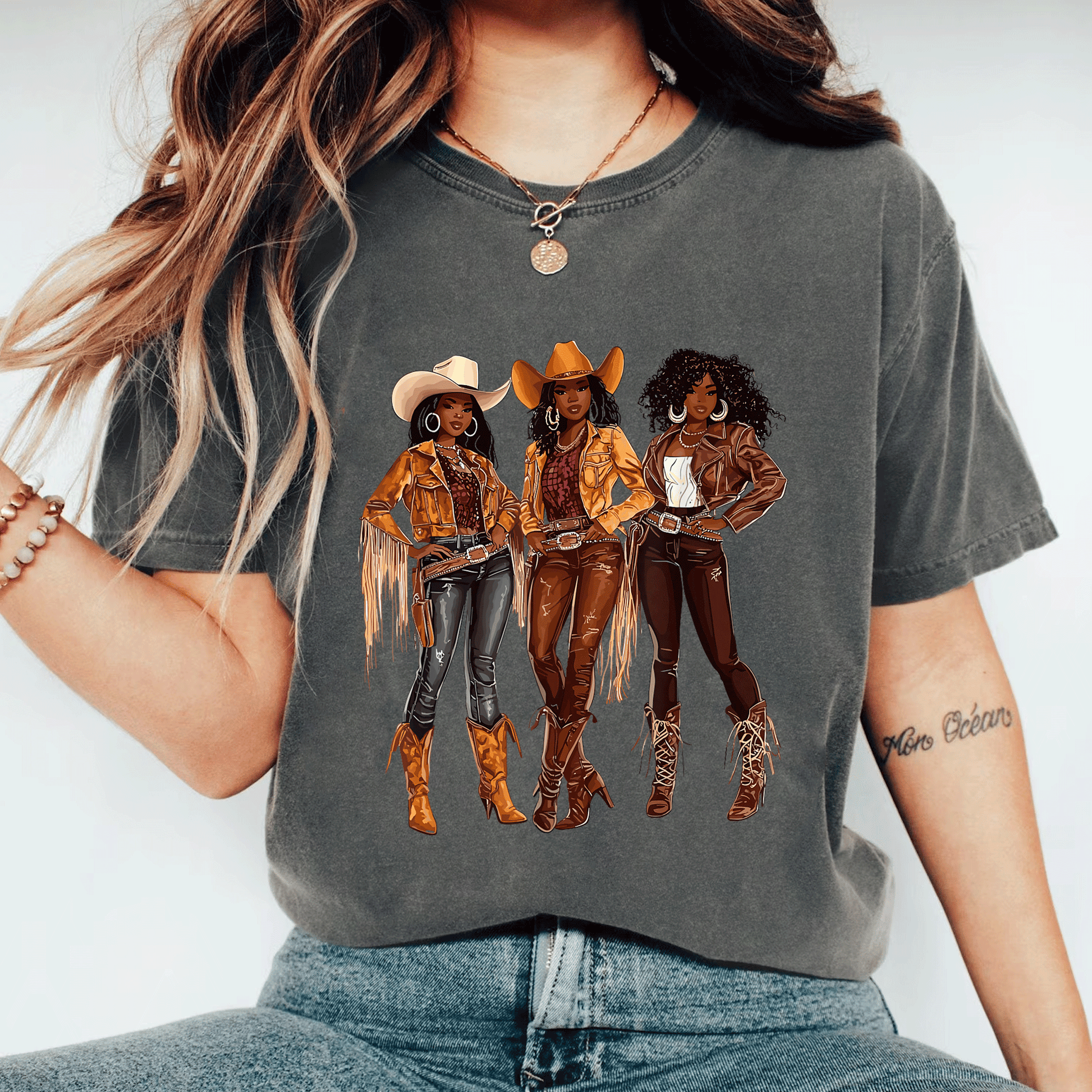Stylish Black African American Cowgirl T-Shirt for Rodeo Fans in Western Country Texas - Perfect for All Occasions! - 11
