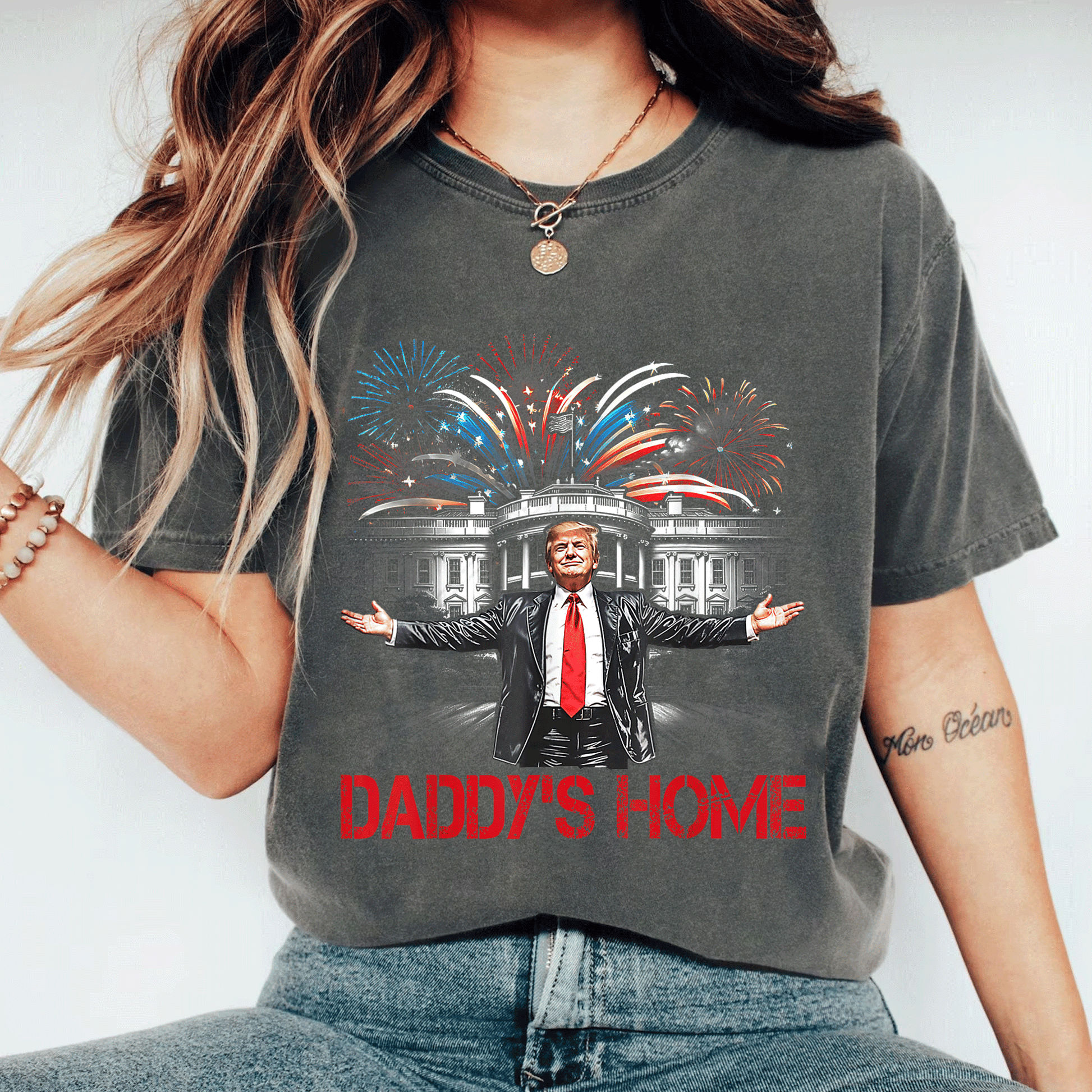 Daddy's Home White House 2025 President Trump T-Shirt for Supporters - Fun Design Showcasing Trump in a Bold Style - 11