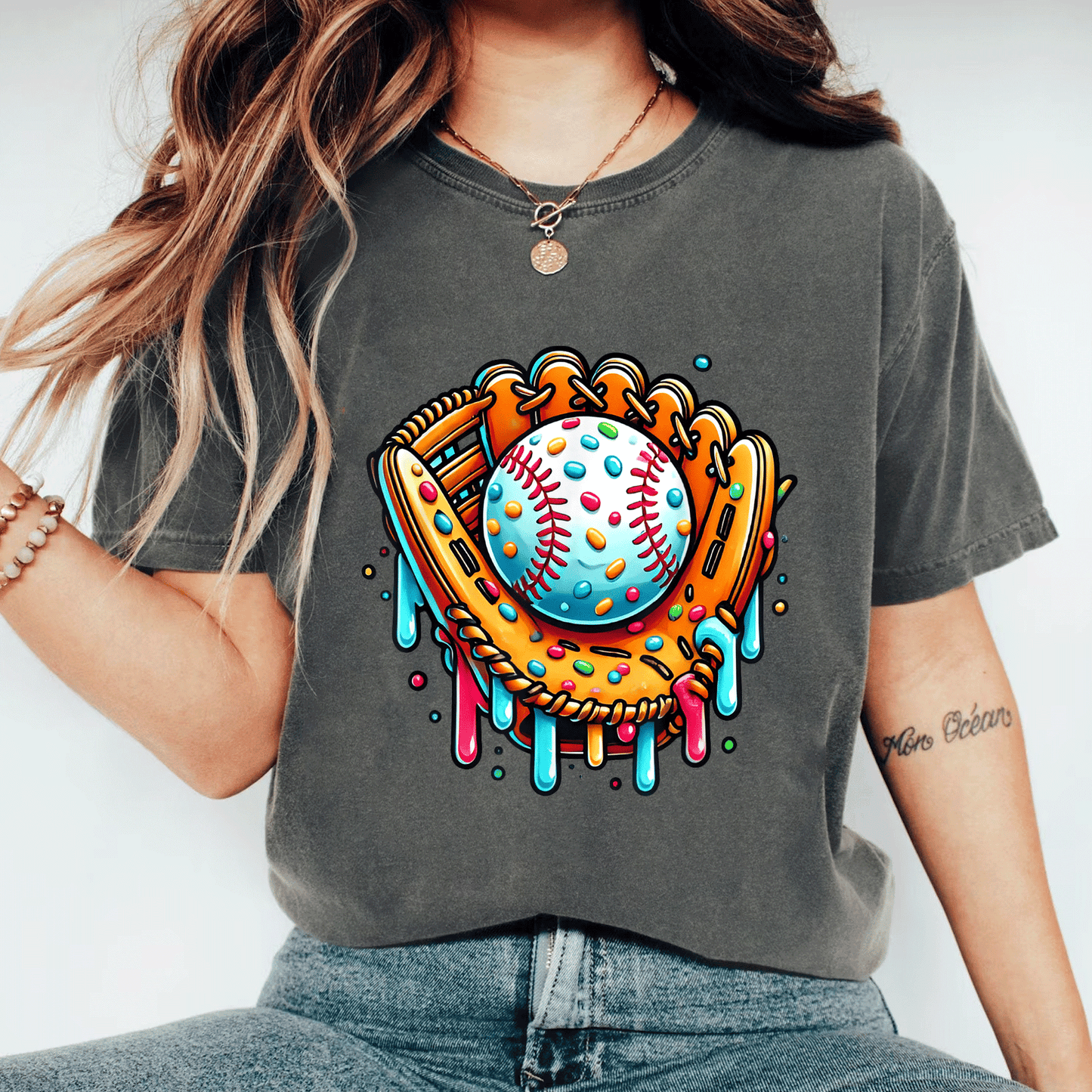 Cool Ice Cream Drip Baseball Graphic T-Shirt for Boys | Fun and Unique Design Perfect for Summer Play and Sports Activities - 11