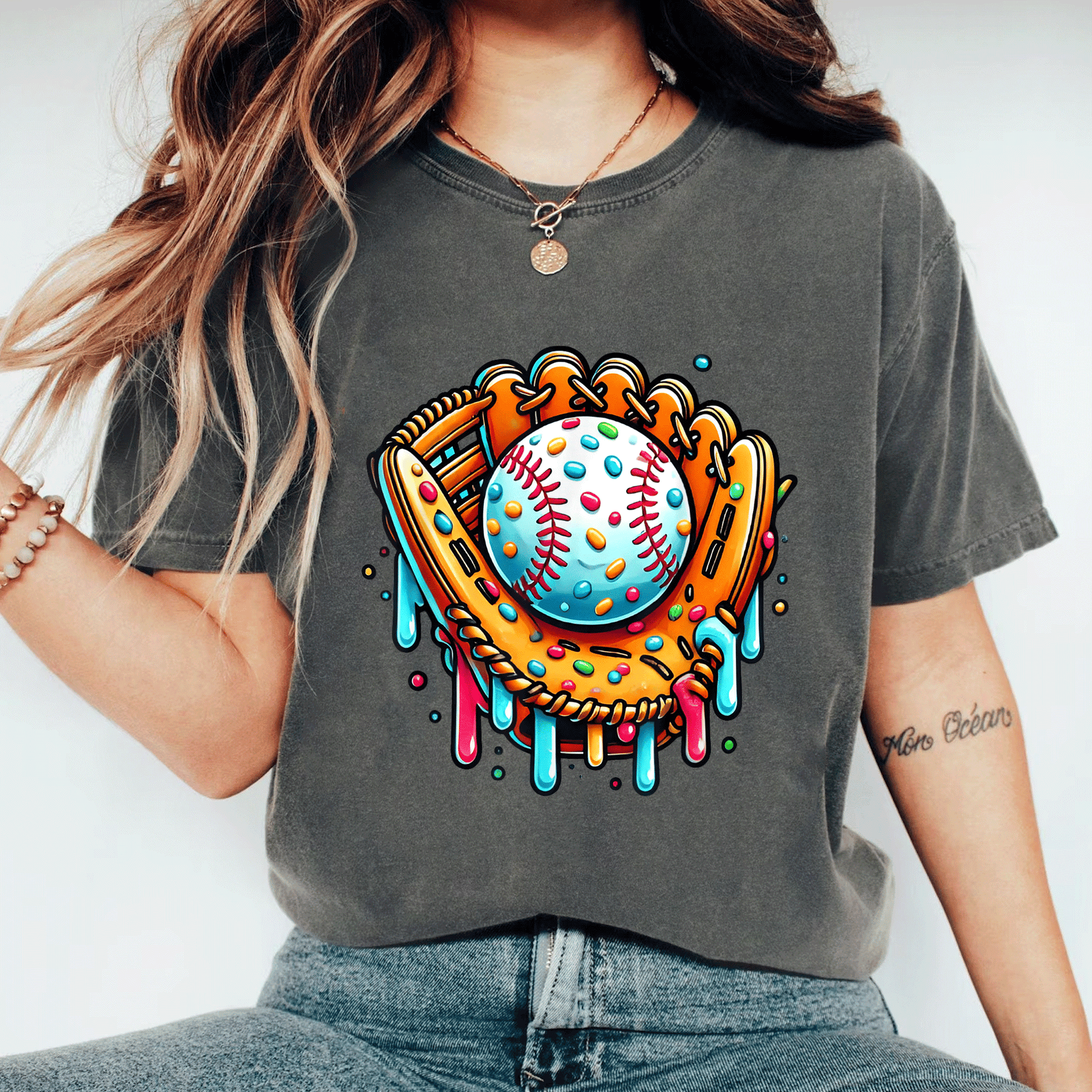 Cool Ice Cream Drip Baseball Graphic T-Shirt for Boys | Fun and Unique Design Perfect for Summer Play and Sports Activities - 11