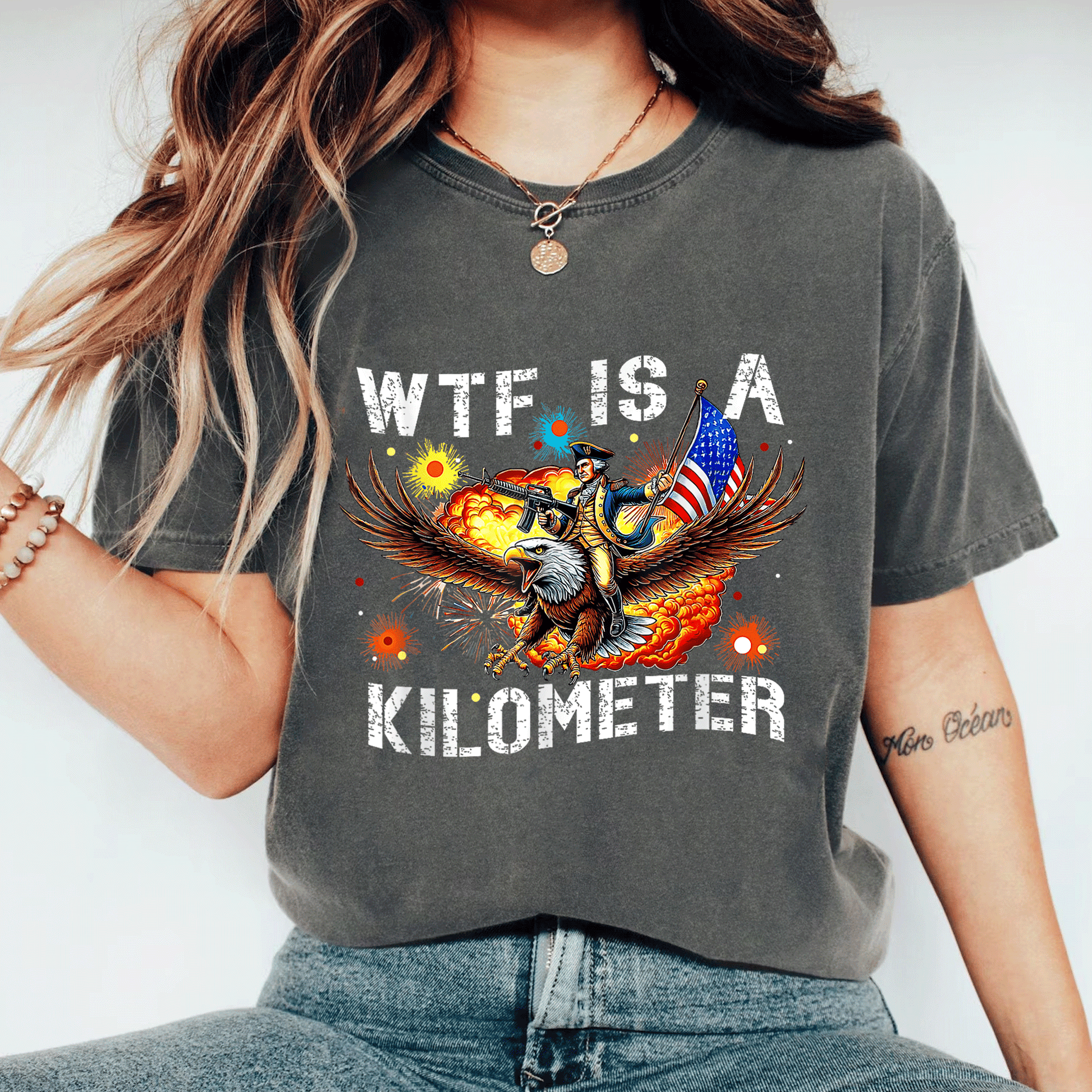 Retro WTF Is A Kilometer Funny Patriotic American Freedom T-Shirt for Proud Americans, Perfect Gift for Freedom Lovers and Road Trip Enthusiasts - 11
