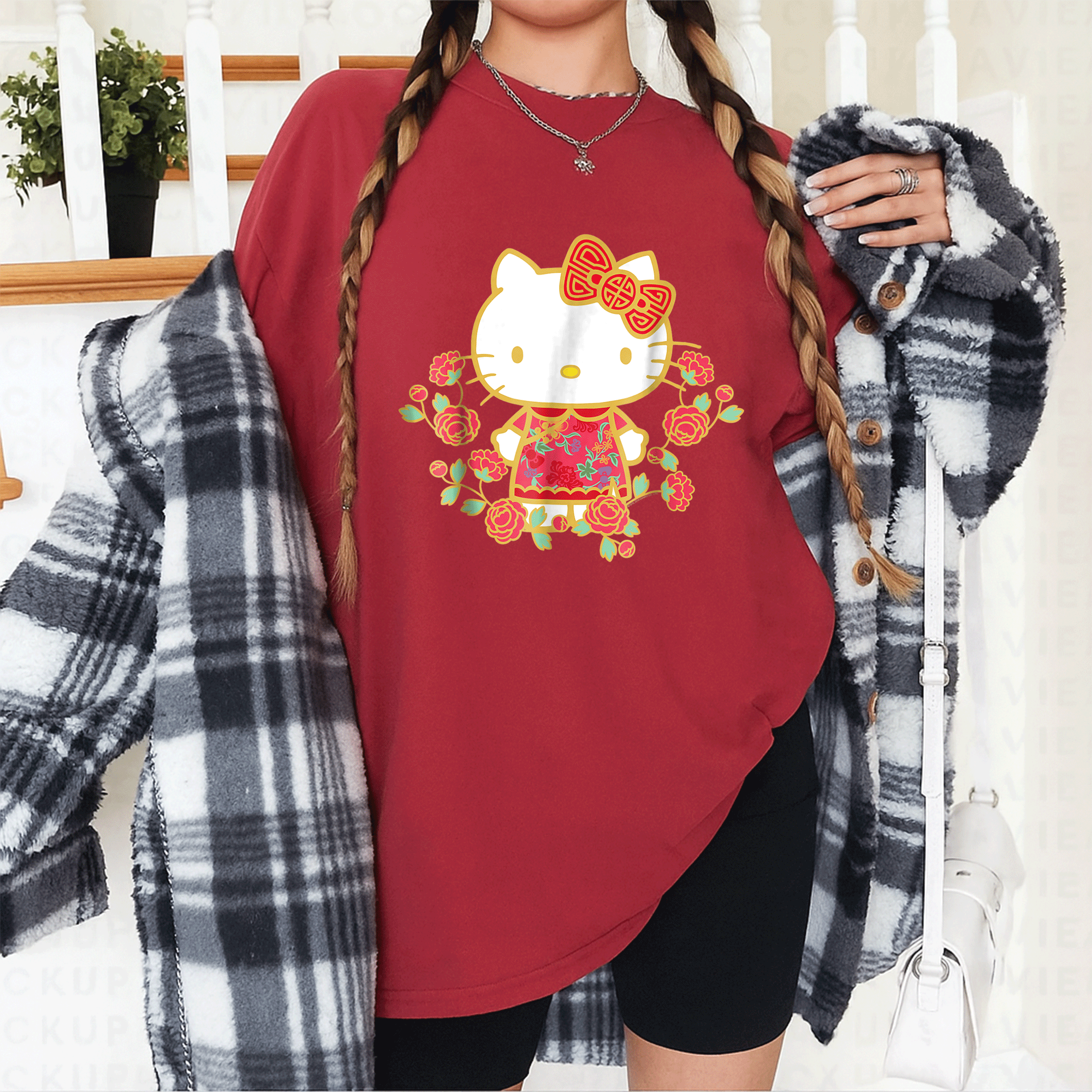 Adorable Hello Kitty Happy Lunar New Year Tee Shirt for Kids and Adults -Festive Design with Cute Colors and Animal Friends - 12