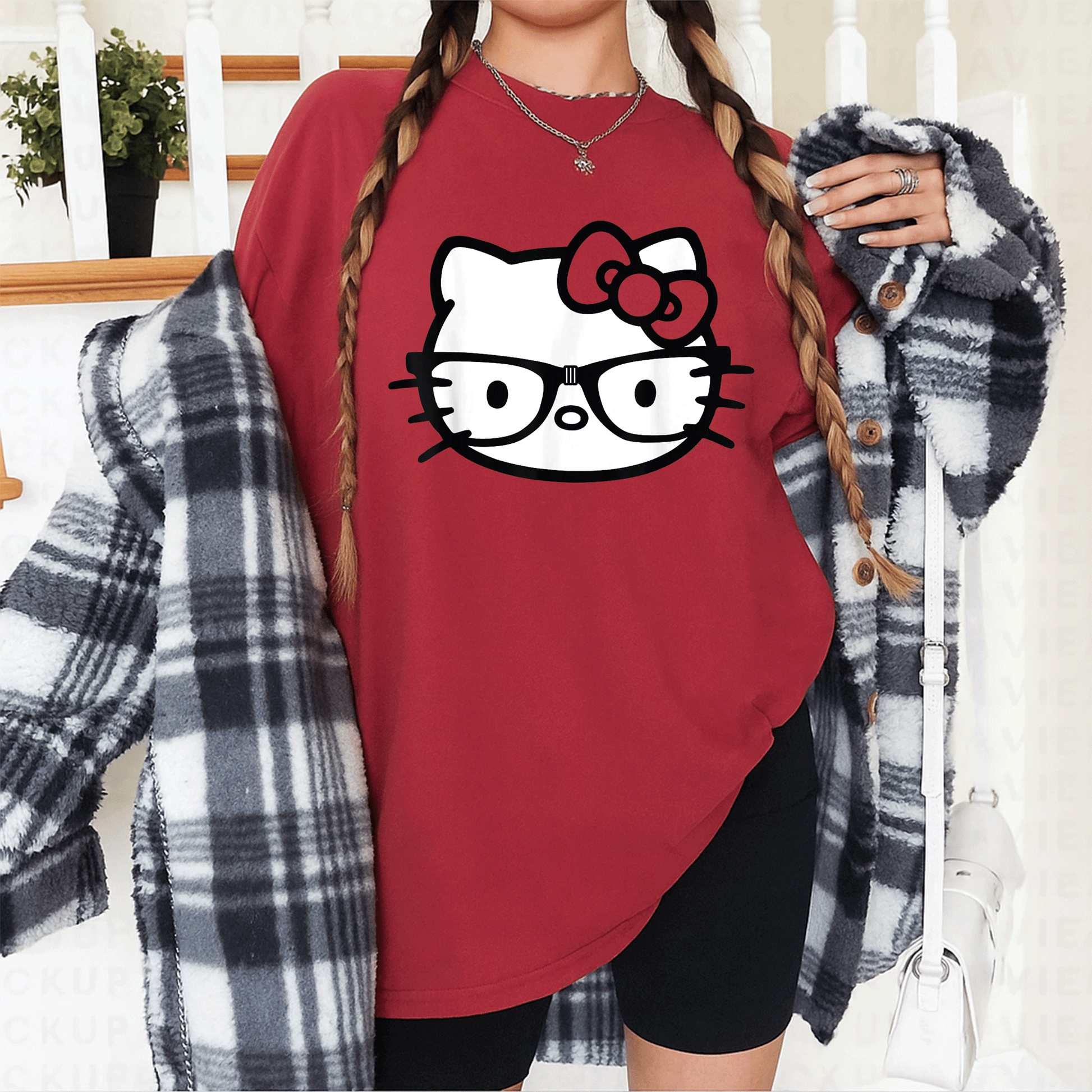Hello Kitty Black and White Nerd Glasses T-Shirt for Cute Fashion Lovers – Stylish and Fun Graphic Tee for Everyday Wear - 12