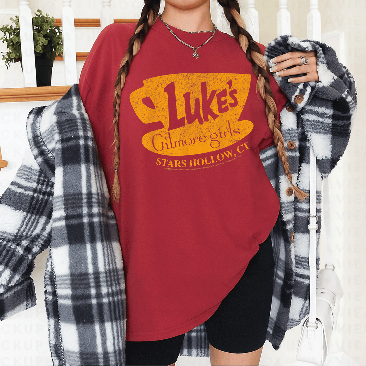 Gilmore Girls Luke's Stars Hollow Distressed Sign T-Shirt Perfect for Fans of Stars Hollow and Coffee Lovers - 12