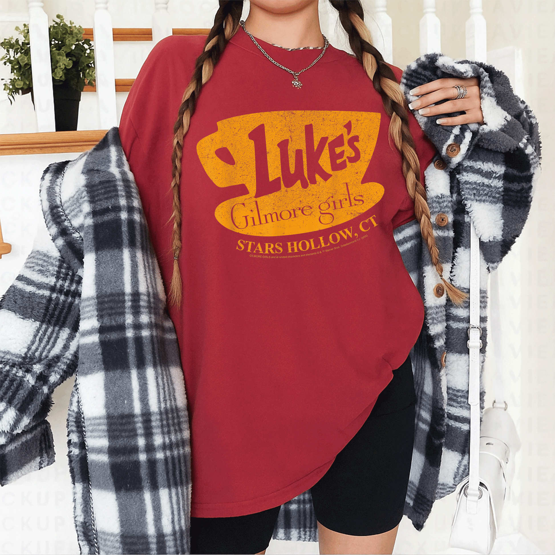 Gilmore Girls Luke's Stars Hollow Distressed Sign T-Shirt Perfect for Fans of Stars Hollow and Coffee Lovers - 12