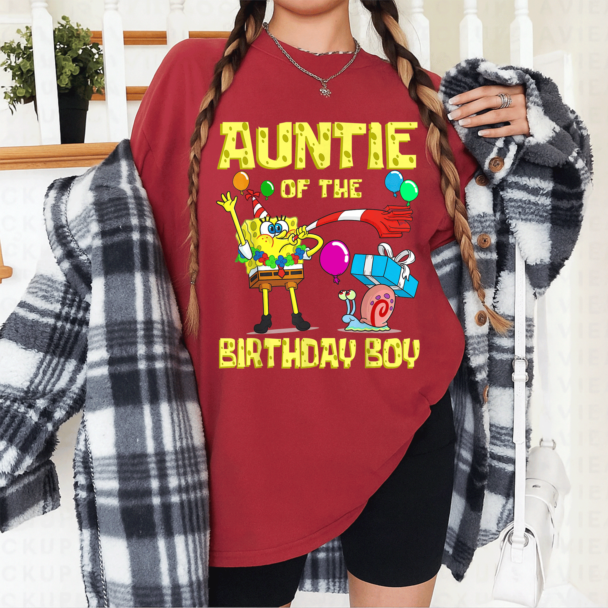 SpongeBob Auntie of the Birthday Boy Theme T-Shirt by Mademark - Fun & Colorful Party Apparel for Fans of All Ages - 12