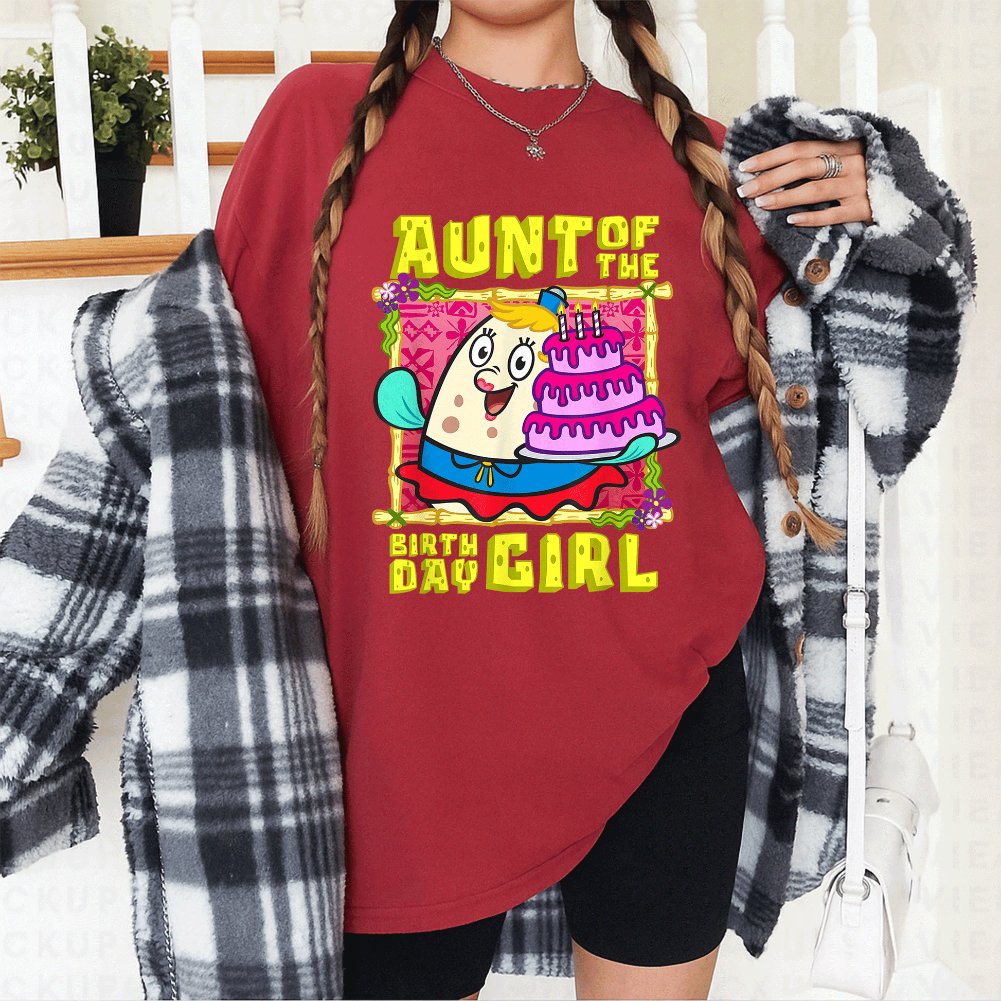 Mademark x SpongeBob SquarePants Aunt of the Birthday Girl T-Shirt with Fun Cake Design for Celebrating Special Days - 12