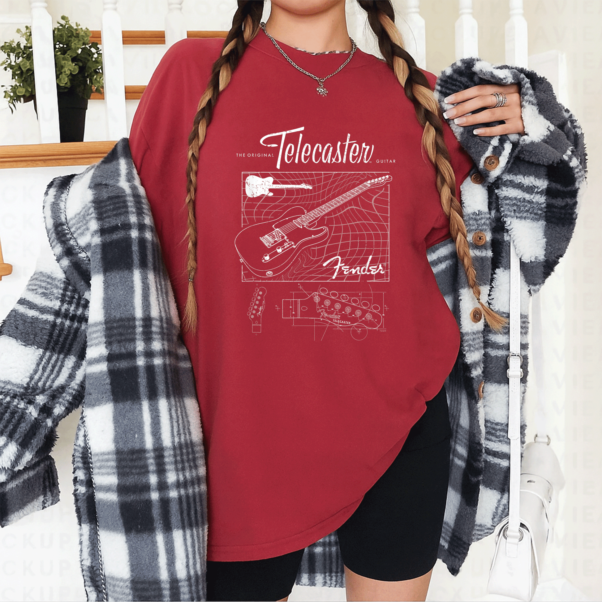 Fender Original Telecaster Guitar Schematic Poster T-Shirt for Music Lovers and Guitar Enthusiasts, Stylish and Unique Design - 12