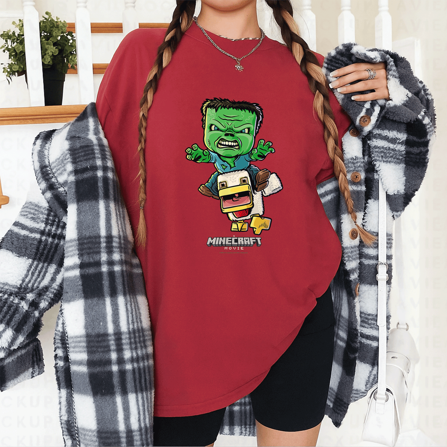 Cute Minecraft Movie Chicken Jockey Baby Zombie Animated T-Shirt for Gamers - Fun and Unique Graphic Tee for Kids and Adults - 12